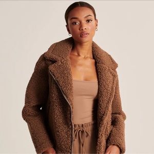 Abercrombie Moto teddy bear coat size M